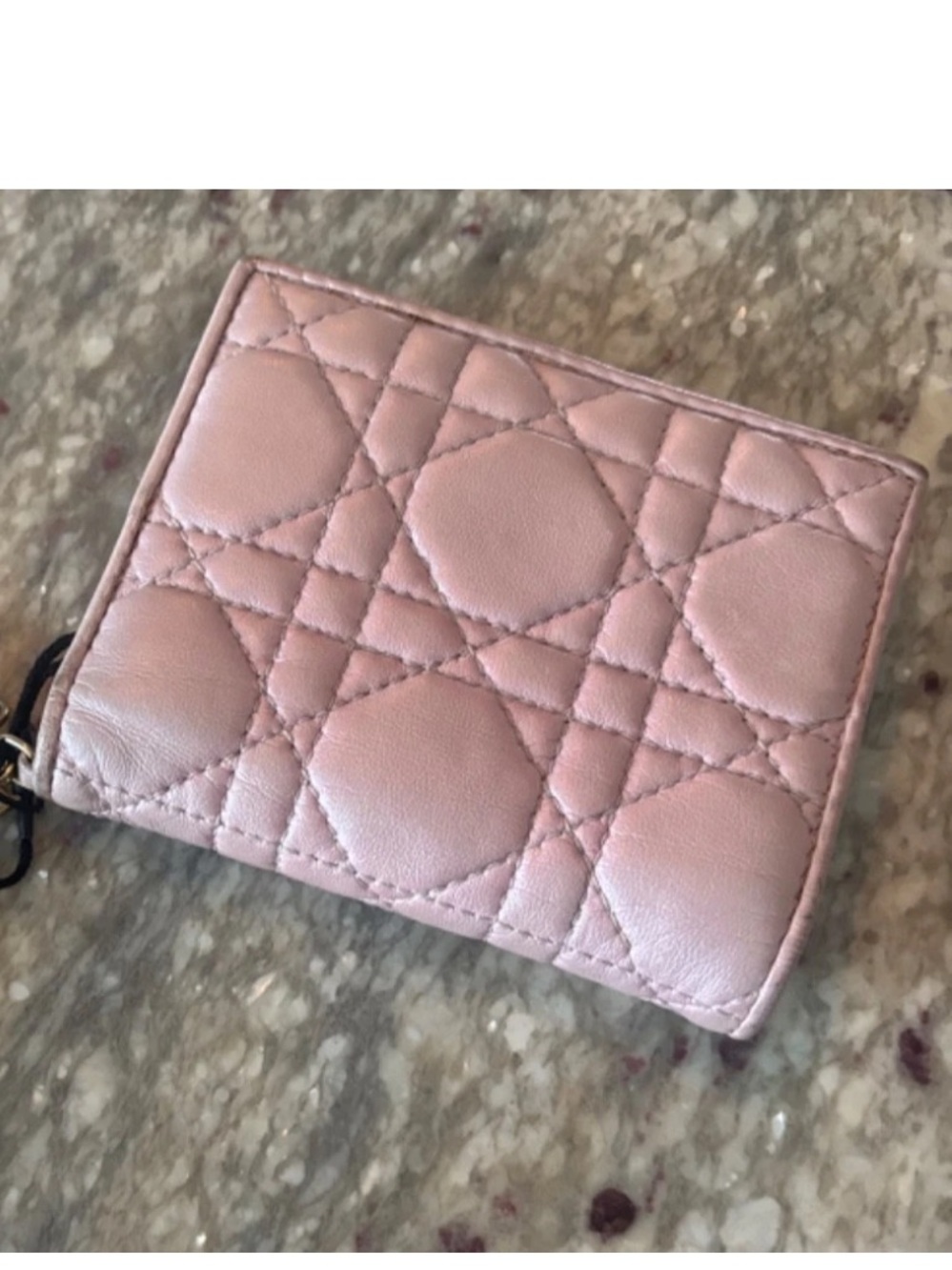 Dior Pink Quilted Leather Compact Wallet with Keyring